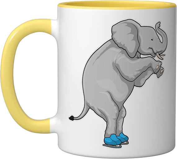 Elephant Ice Skating Skates Winter Sports Ceramic Mug