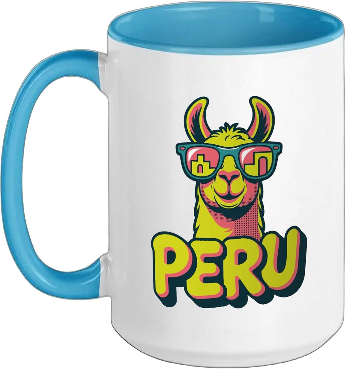 Peru Llama Sunglasses, Cool Retro Animal, Funny Lover Ceramic Mug