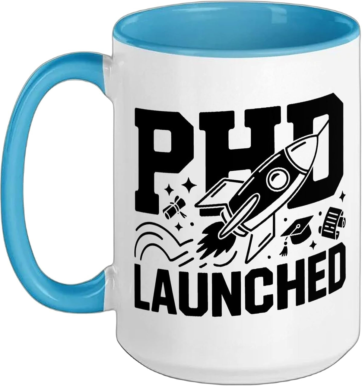 Phd Graduate Launching Career Rocket Doctoral Academic Ceramic Mug