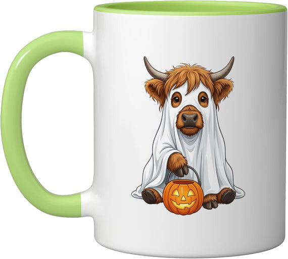 Halloween Highland Cow Pumpkin Spooky Season Costume Ceramic Mug