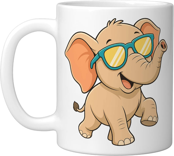 Cute Elephant Sunglasses Ceramic Mug