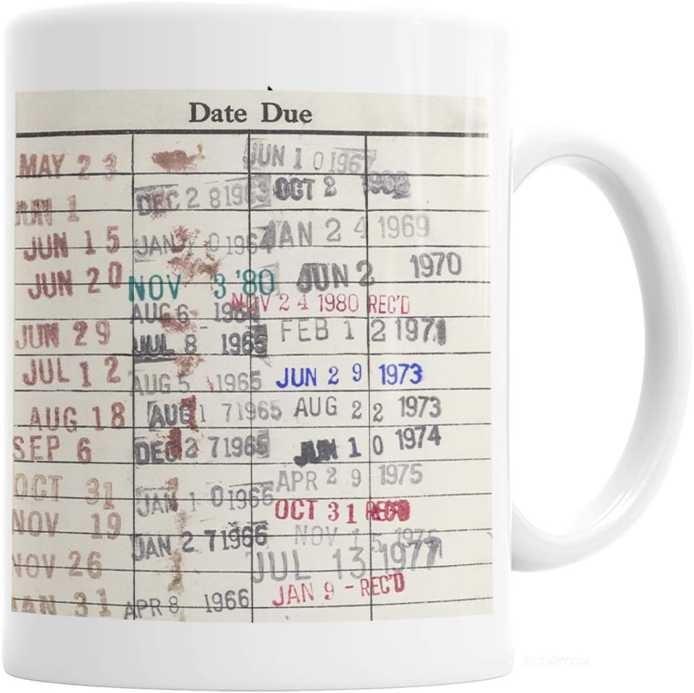 Library Date Due Card Book Lover Reading Ceramic Mug