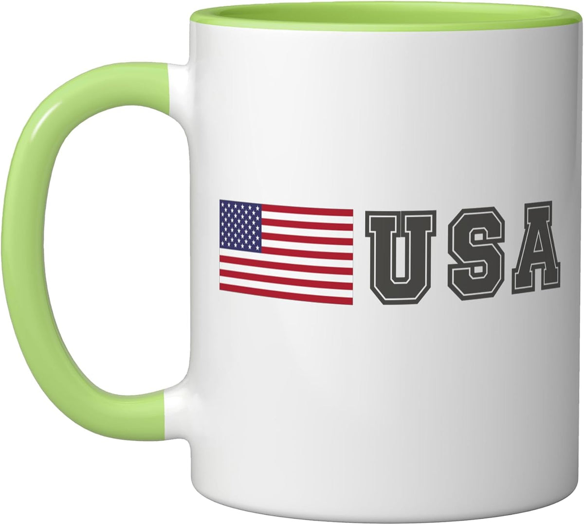 Usa With American Flag In Front Of Font - Us Flag 4th July Ceramic Mug