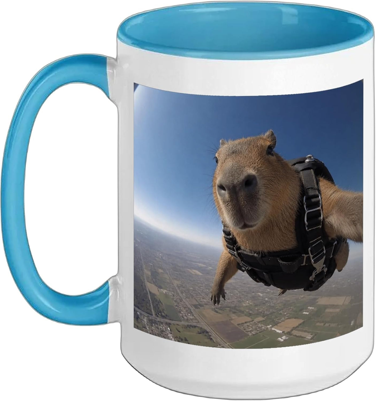 Capybara Skydiving Parachuting Meme Ceramic Mug