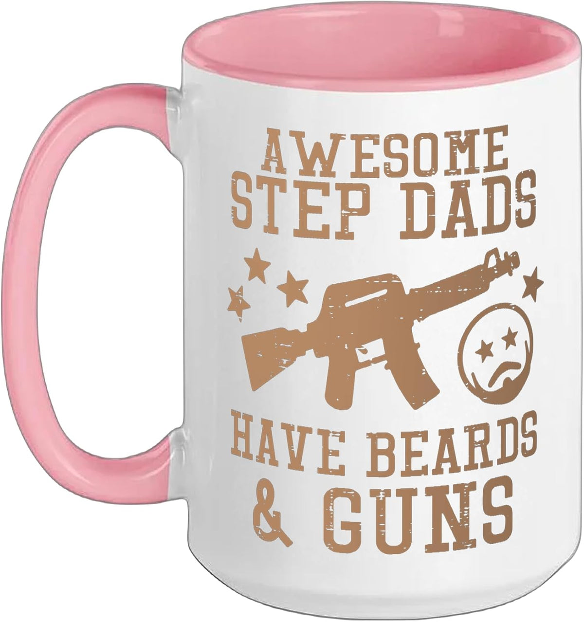 Awesome Step Dads Have Beards Guns Funny Fathers Day Ceramic Mug
