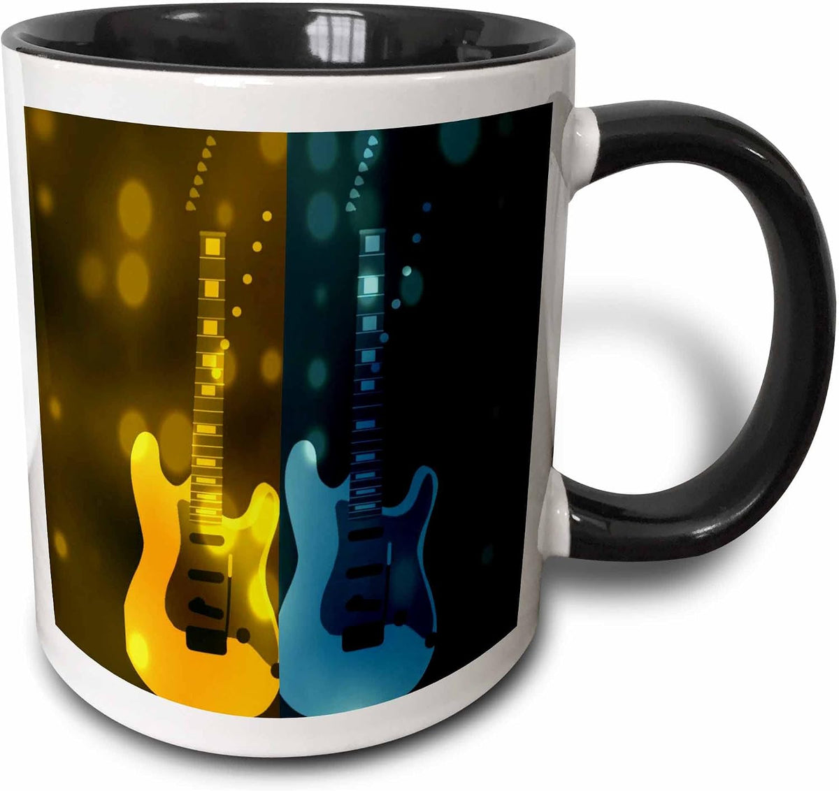Gold And Blue Guitar - Musical Art - Fun Designs Ceramic Mug
