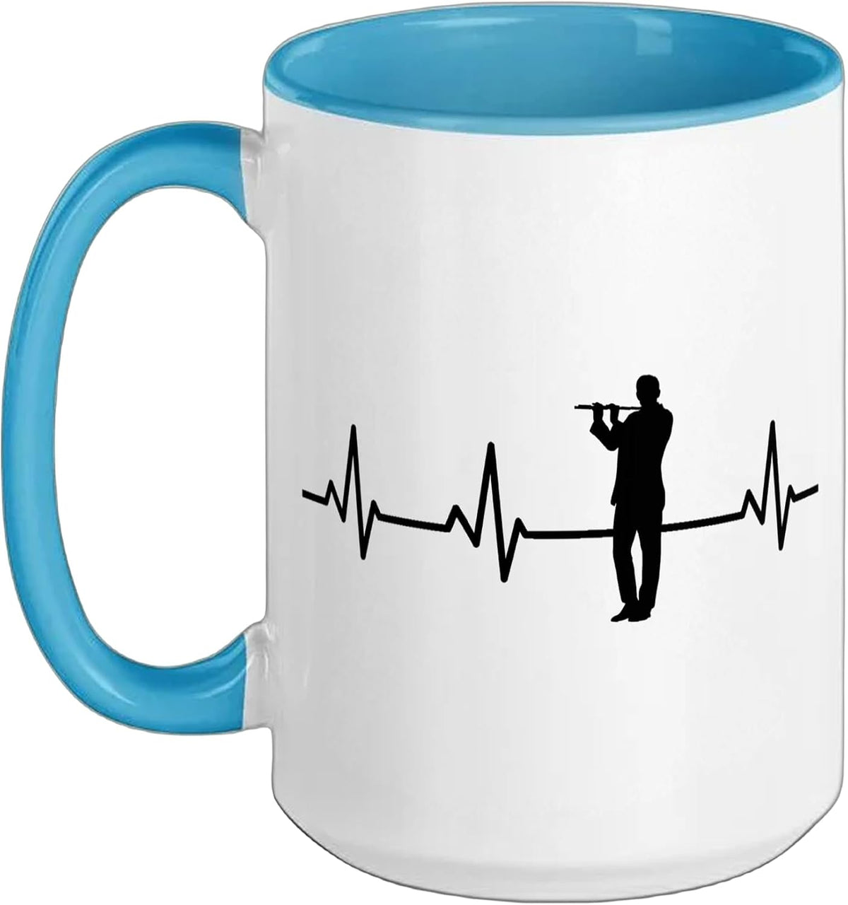 Flute Player Pulse Line Flutist Recorder Ceramic Mug