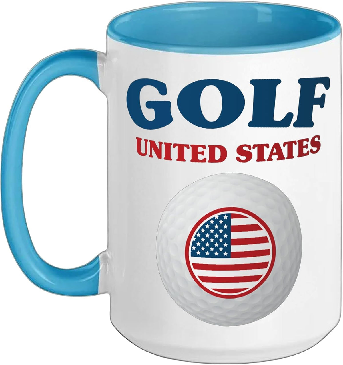 Golf United States Flag Ball Logo Emblem Country Men Ceramic Mug