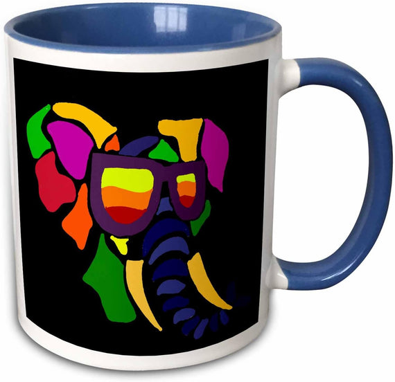Cool Fun Colorful Elephant Wearing Sunglasses Ceramic Mug