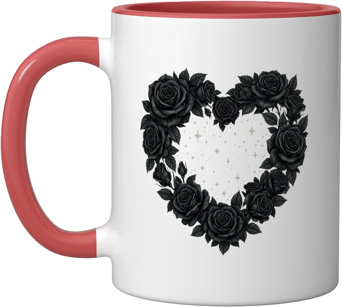 Black Rose Heart Wreath With Sparkles Ceramic Mug