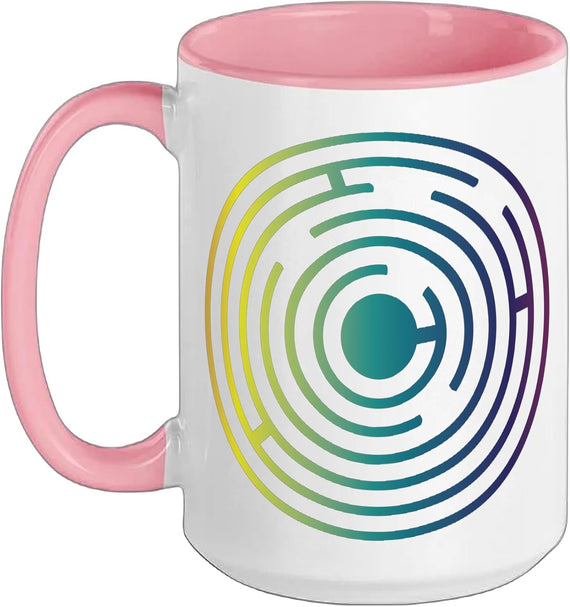 Rainbow Gradient Maze Labyrinth Mindful Ceramic Mug