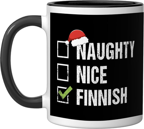 Naughty Nice Finnish Santa Finland Christmas Ceramic Mug