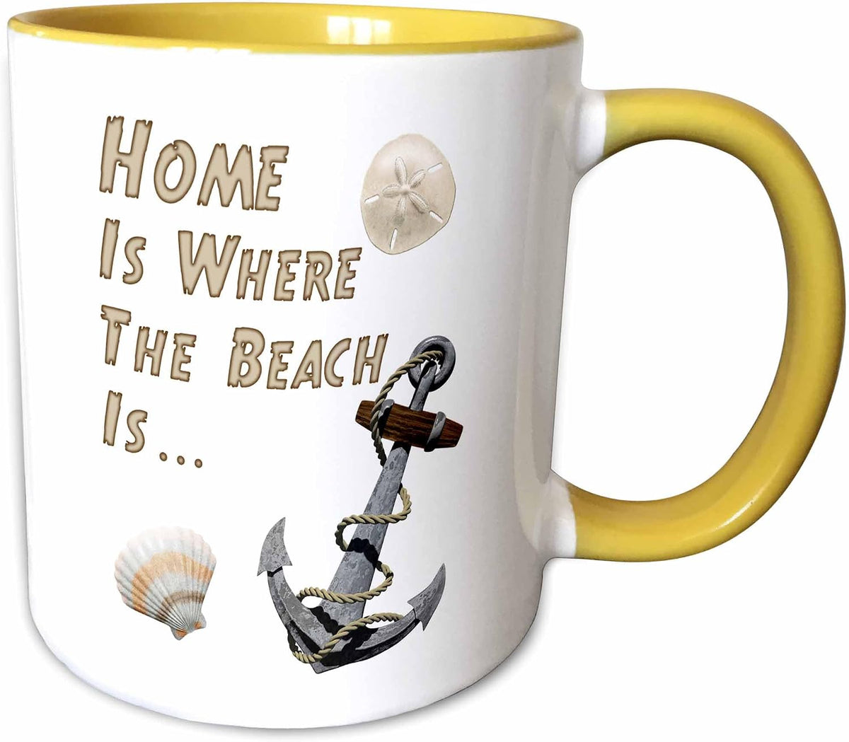 Home Is Where Beach Is Fun Coastal Nautical Ceramic Mug