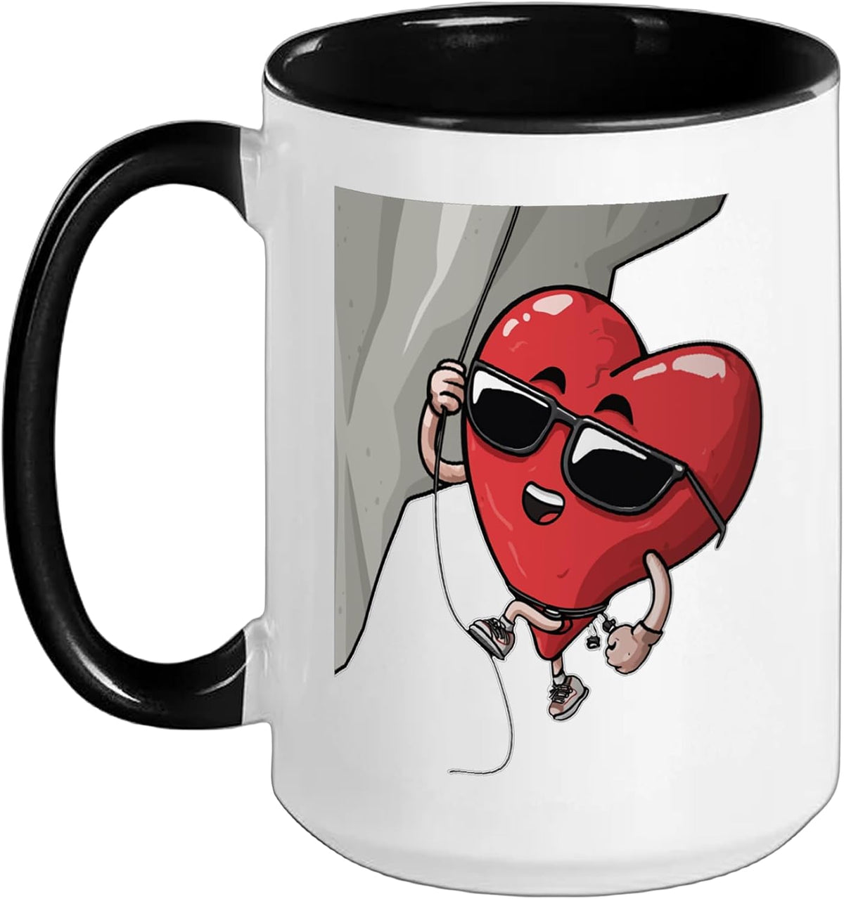 Cool Heart Character Rock Climber Sunglasses Ceramic Mug