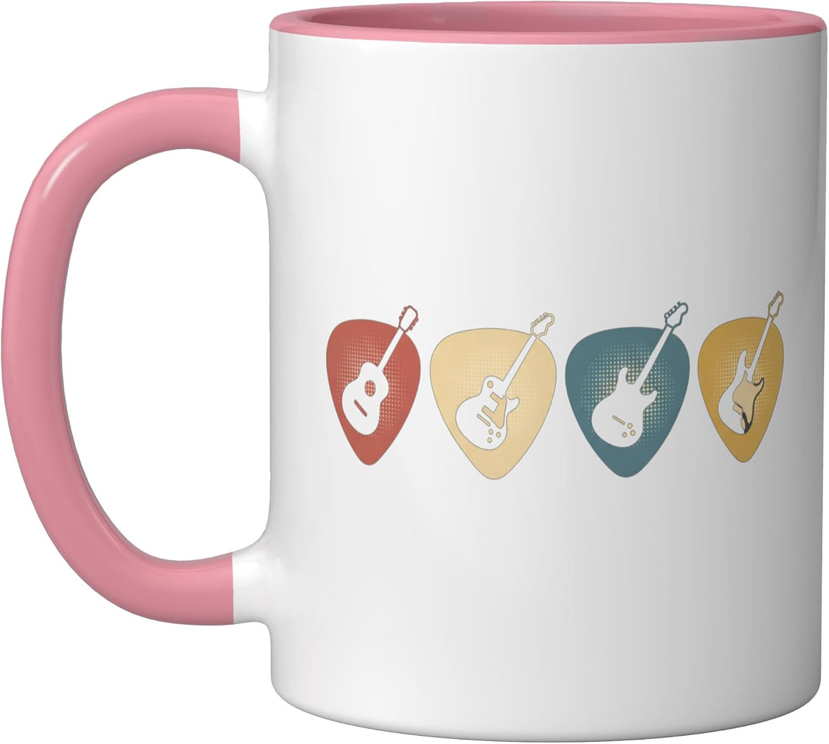 Folk Guitar Pick Quartet - Retro Acoustic & Electric Ceramic Mug