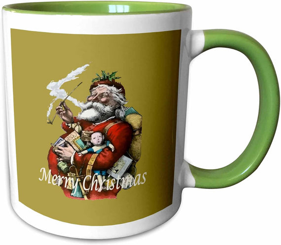 Merry Christmas Vintage Colored Ink Art Ceramic Mug