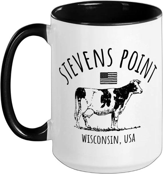 Stevens Point Wi Usa Retro Cow Vintage Style Design Ceramic Mug