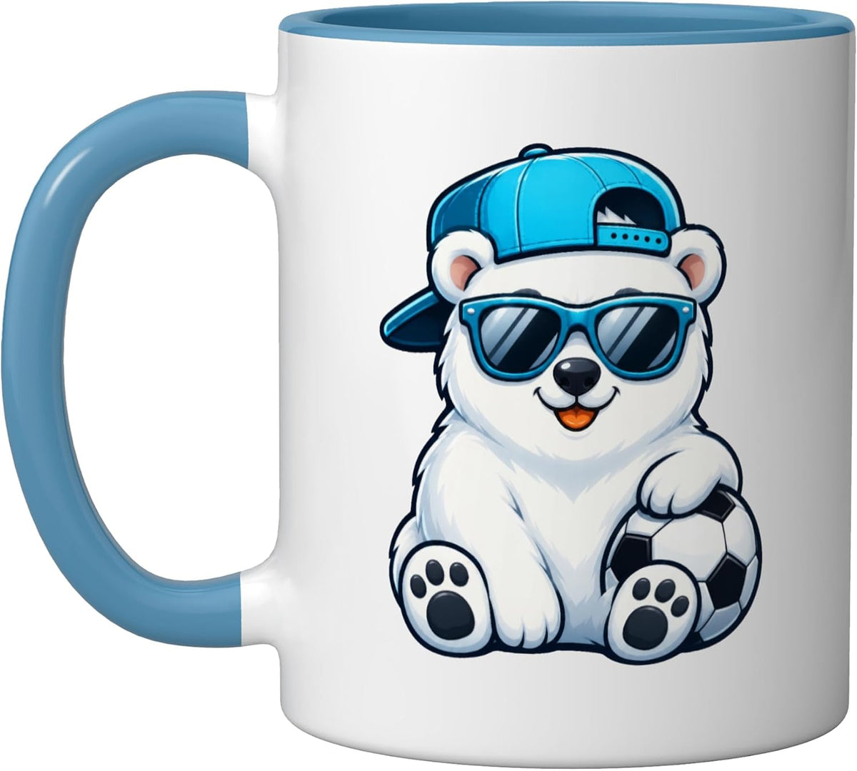 Cool Polar Bear Soccer Player Cartoon Design Ceramic Mug