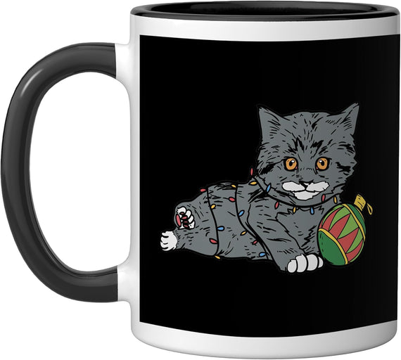 Christmas Cat Kitten Lover Xmas Ball Ornament Ceramic Mug