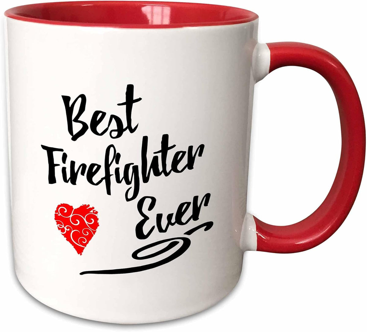 Best Firefighter Ever Design With Red Scribble Ceramic Mug