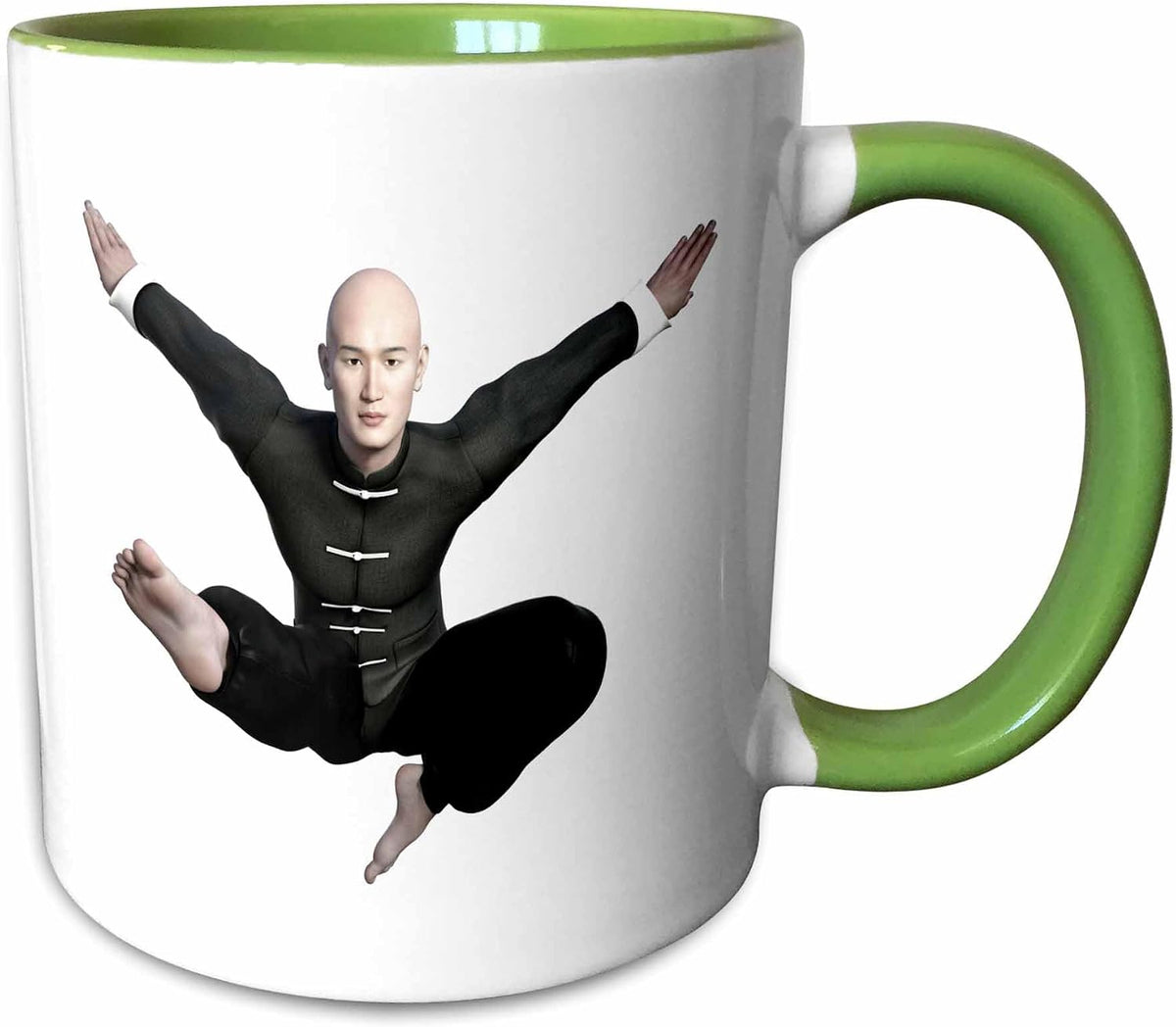 Wushu Martial Artist In Flying Kick To Front Ceramic Mug