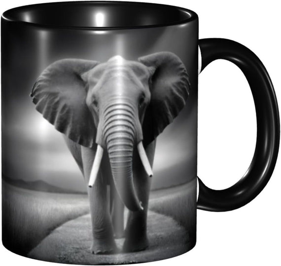 Stylish Elephants Art Printed, Colorful Inside Coffee Ceramic Mug