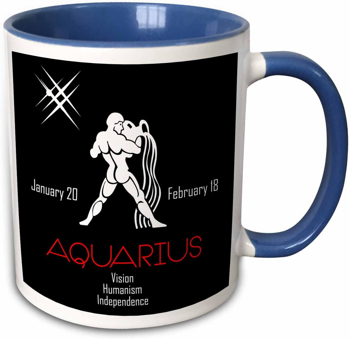 Zodiac Symbol Aquarius On Black Background Ceramic Mug