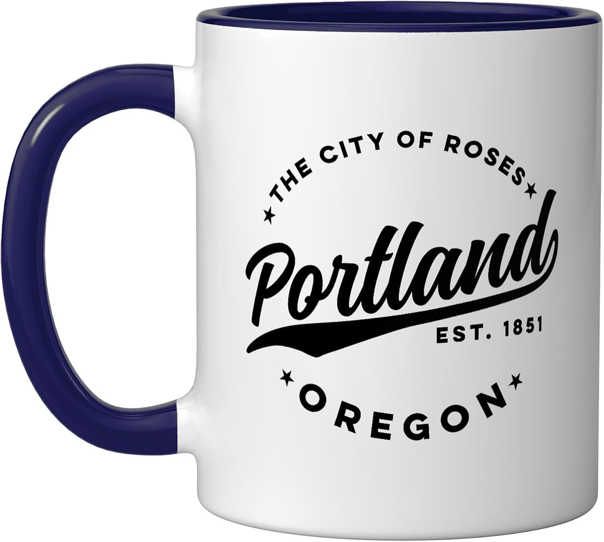 Vintage Portland Oregon City Of Roses Retro Usa Black Ceramic Mug