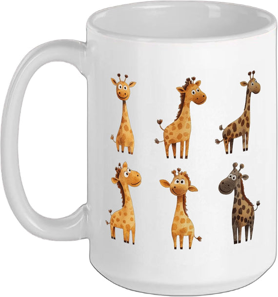 Cute Watercolor Giraffe Pattern Safari Zoo Animal Ceramic Mug