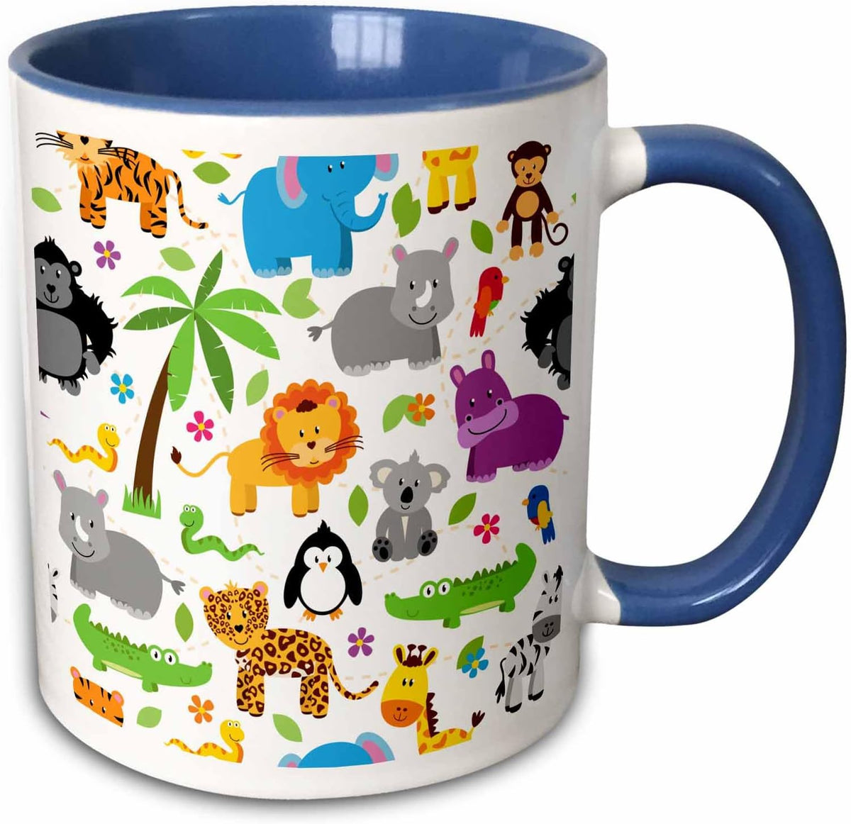 Cute Jungle Animals On A White Background Ceramic Mug