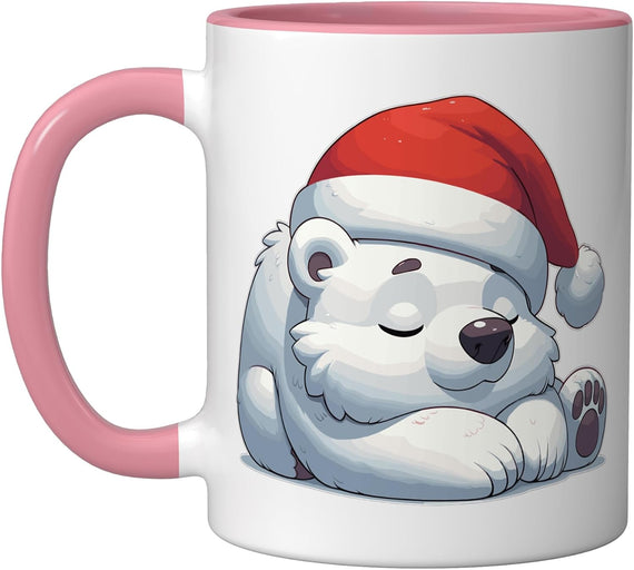 Santa Christmas Fairy Lights Polar Bear Ceramic Mug