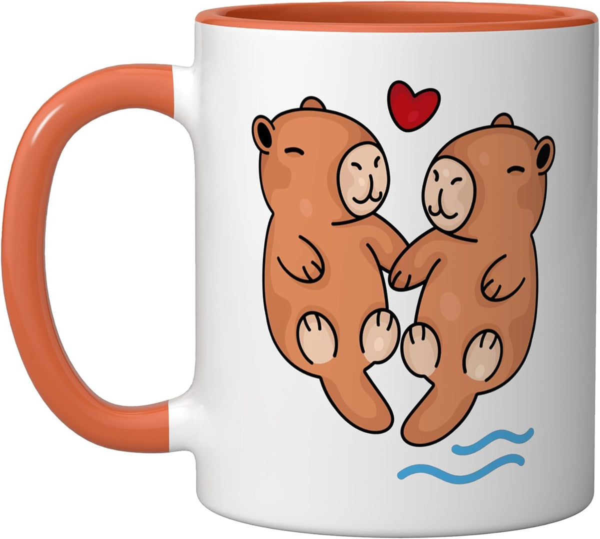 Two Cute Otters In Love With Heart Ceramic Mug