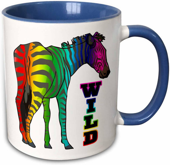 Wild Rainbow Zebra Animal Design Ceramic Mug