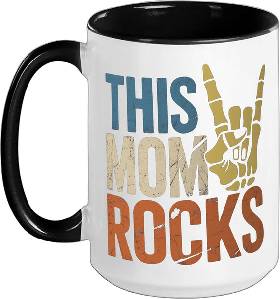 Mom Rocks Skeleton Hand Mothers Rock Ceramic Mug
