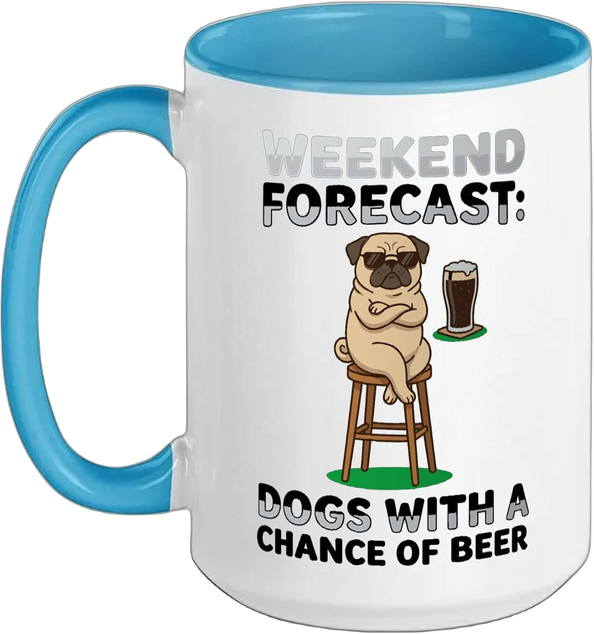 Pug Drinking Beer Craft Stout Dog Dad Weekend Brew Ceramic Mug