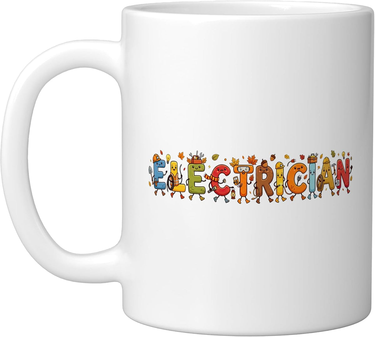 Autumn Fall Leaves Electrician Lettering Art Ceramic Mug