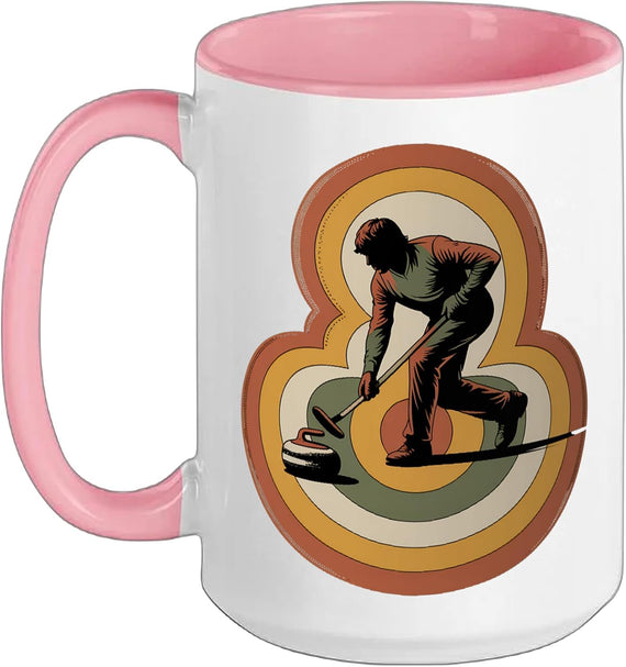 Retro Curling Sliding Stone Winter Ceramic Mug
