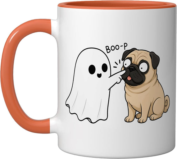 Cute Pug Boop Dog Ghost Halloween Ceramic Mug
