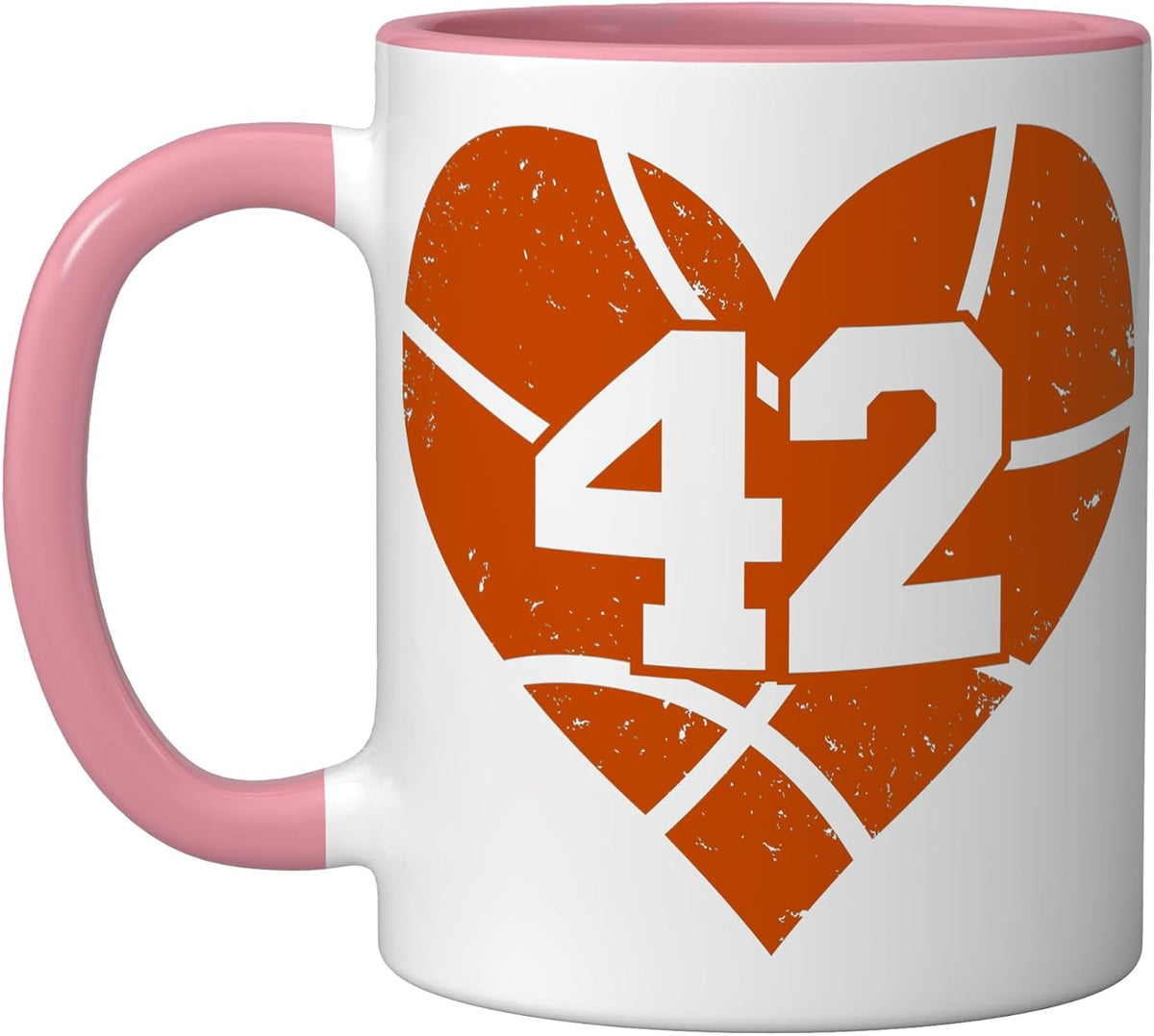 Basketball Heart Number 42 Jersey Sports Fan 42nd Birthday Ceramic Mug