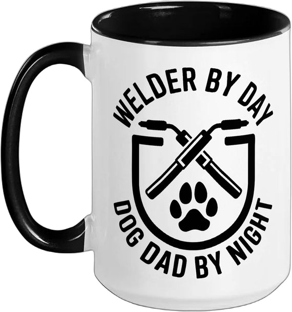 Welder By Day Dog Dad By Night Welding Ceramic Mug