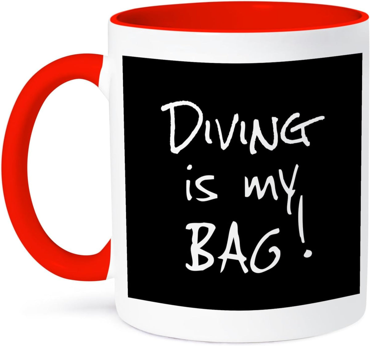 Diving Is My Bag. Love To Dive - B&W Text Ceramic Mug