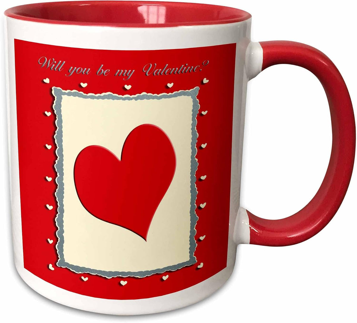 Red Heart Frame, Will You Be My Valentine Ceramic Mug