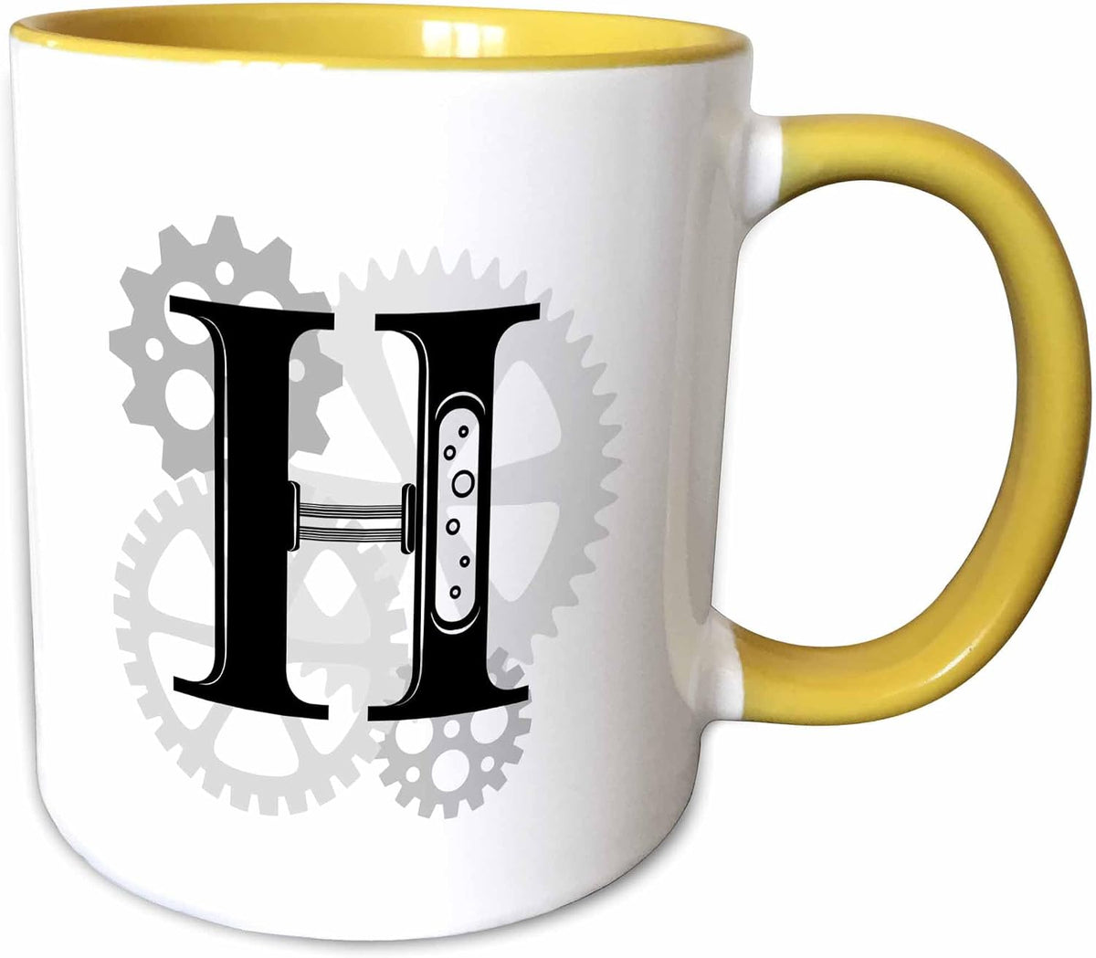 Grey Cogs, Gears. Mechanics Letter H Ceramic Mug