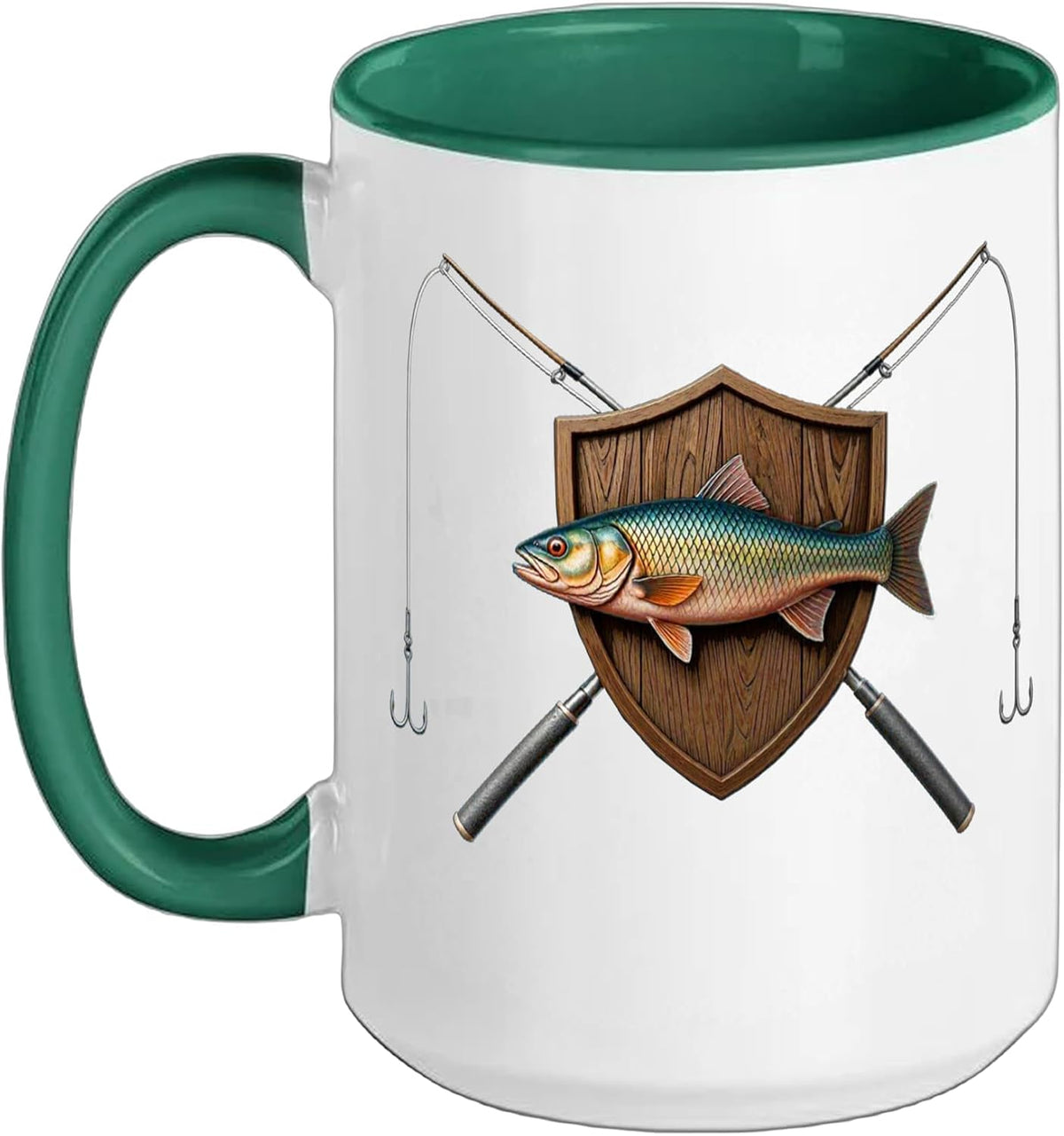 Crossed Fishing Rods, Fish, Fishermen, Red Fin Fish, Bream Ceramic Mug