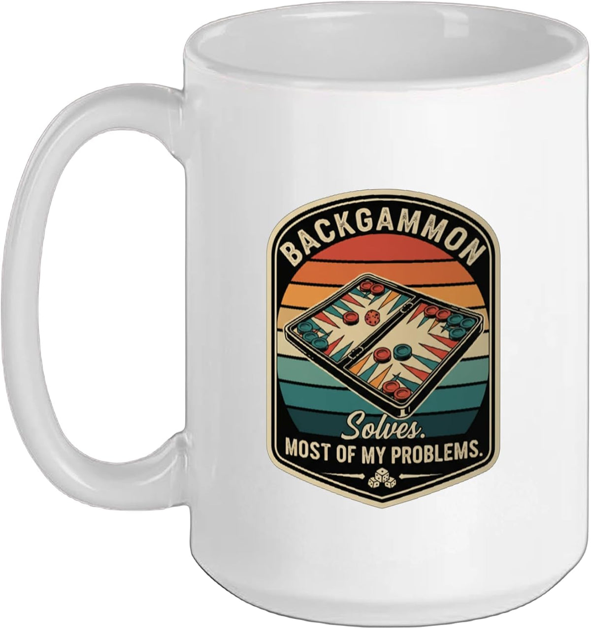 Retro Backgammon Solves Most Of My Problems Funny Board Ceramic Mug