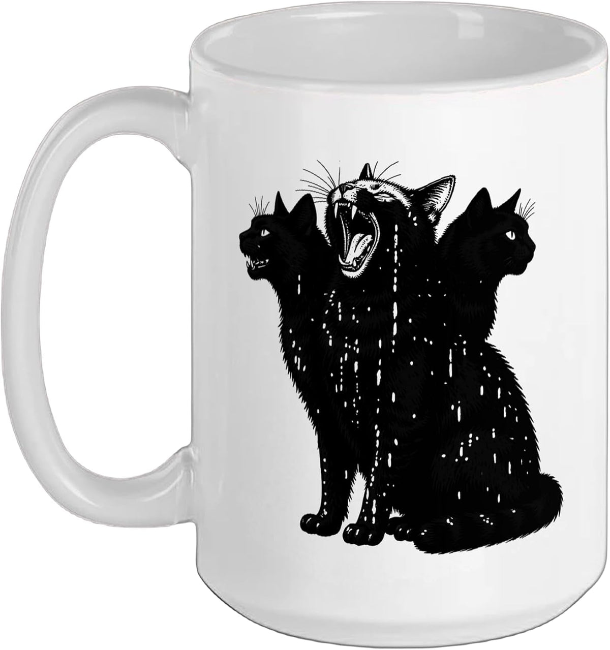 3 Headed Cat Vintage Grunge Alt 90s Halloween Goth Horror Ceramic Mug