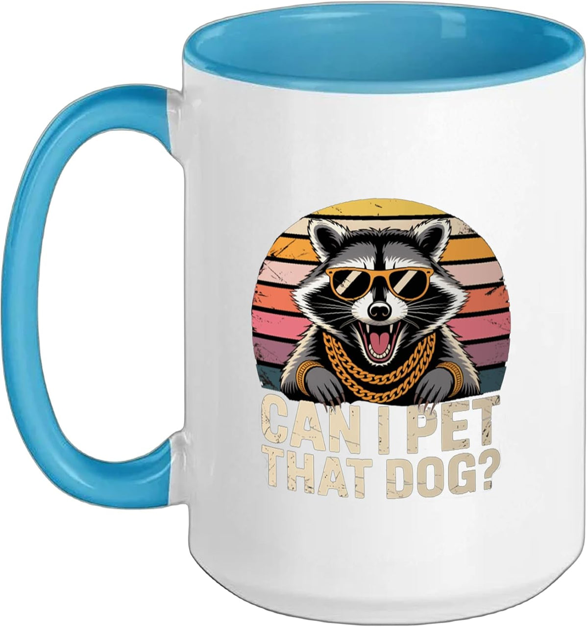 Raccoon Can I Pet That Dog Trash Panda Funny Animal Meme Ceramic Mug