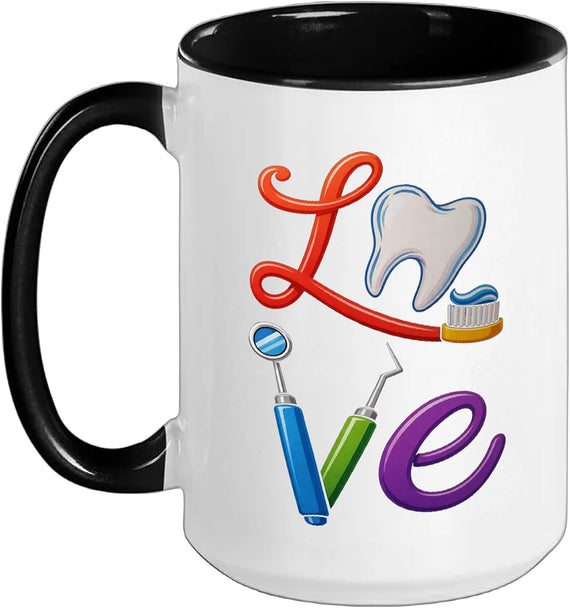Love Dental Tools Word Art Ceramic Mug