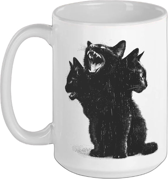 3 Headed Cat Vintage Grunge Alt 90s Halloween Goth Horror Ceramic Mug