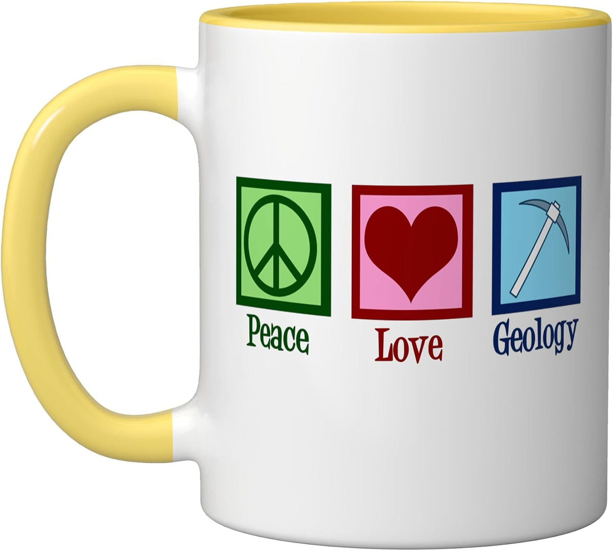 Peace Love Geology Cute Geologist Ceramic Mug